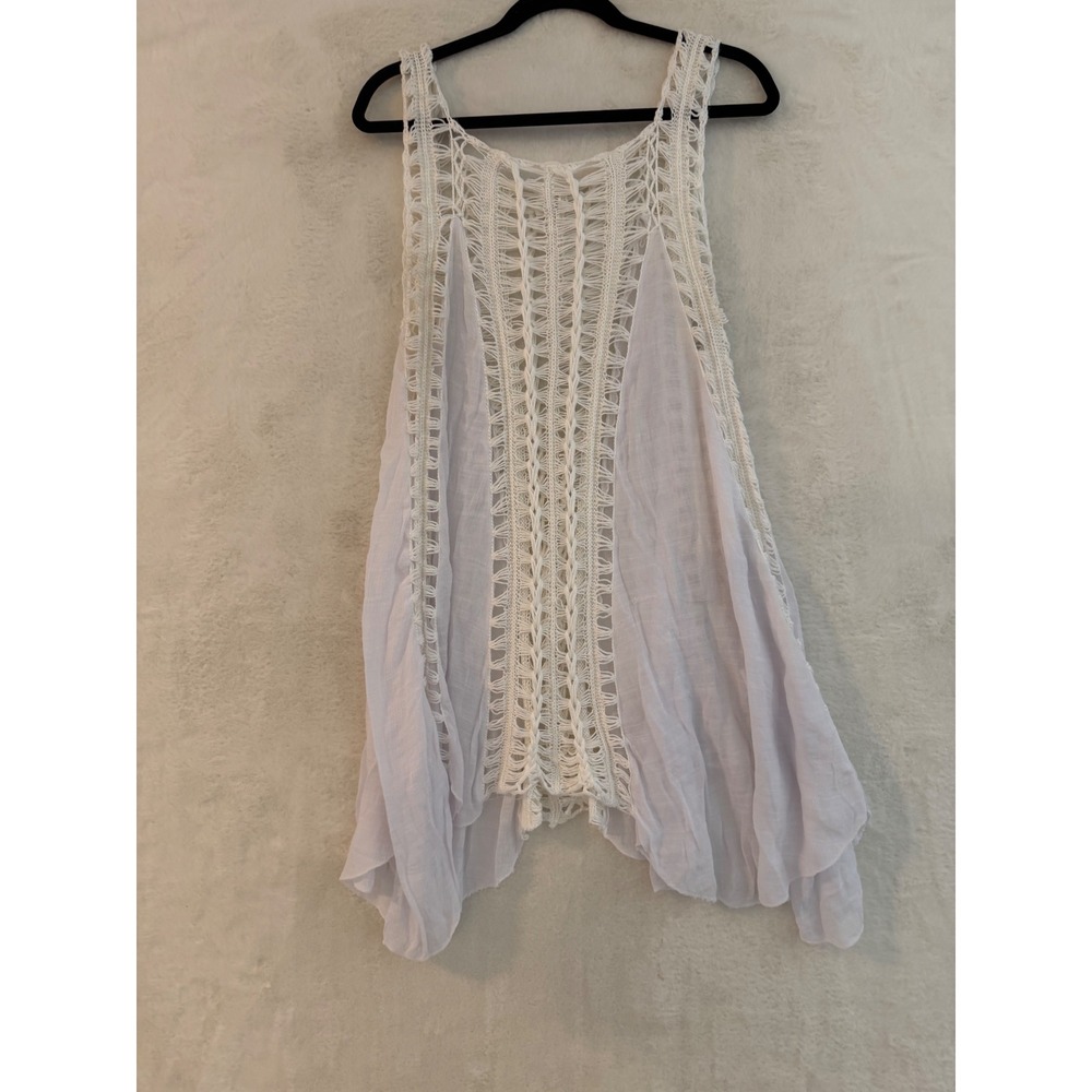India Boutique Crochet Knit Tunic Dress Womens Boho Handkerchief Hem Coverup